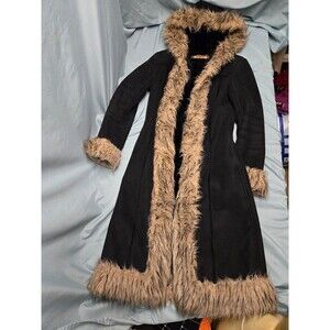 Vintage y2k Bebe Fur Penny Lane Afgan Y2k Trench Coat